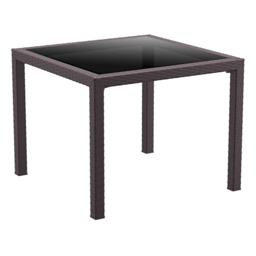 mesa bali de exterior ratán con cristal templado
