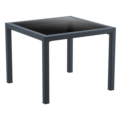 mesa bali de exterior ratán con cristal templado