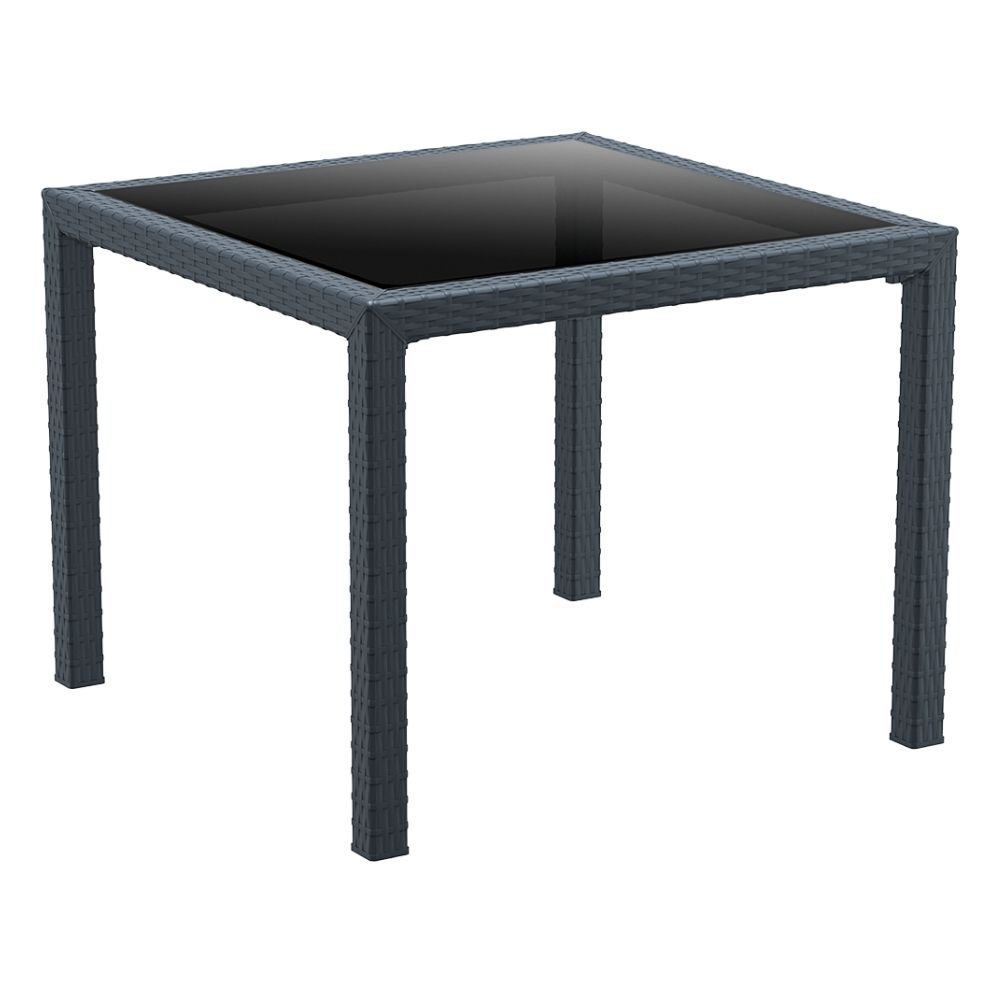 mesa bali de exterior ratán con cristal templado