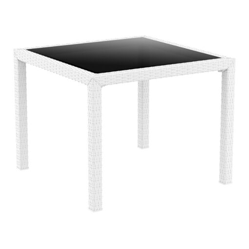 mesa bali de exterior ratán con cristal templado