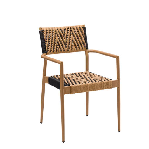 Sillon Granada exterior aluminio rope crema y negro frontal