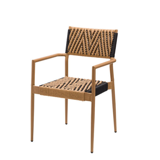 Sillon Granada exterior aluminio rope crema y negro frontal
