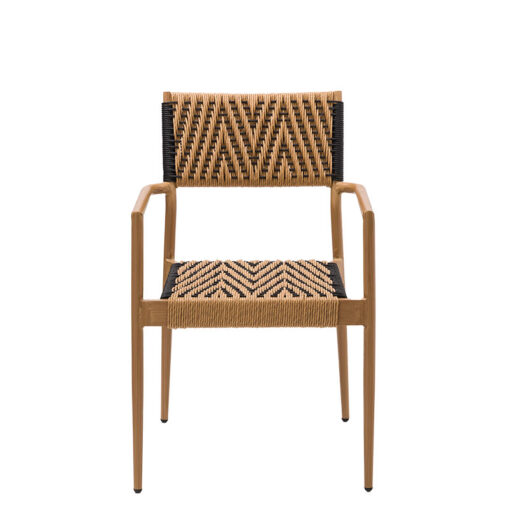 Sillon Granada exterior aluminio rope crema y negro vista frontal