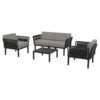 set portofino lounge polipropileno negro cojines incluidos exterior