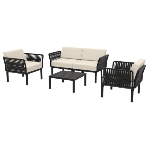 set portofino lounge polipropileno negro cojines incluidos exterior