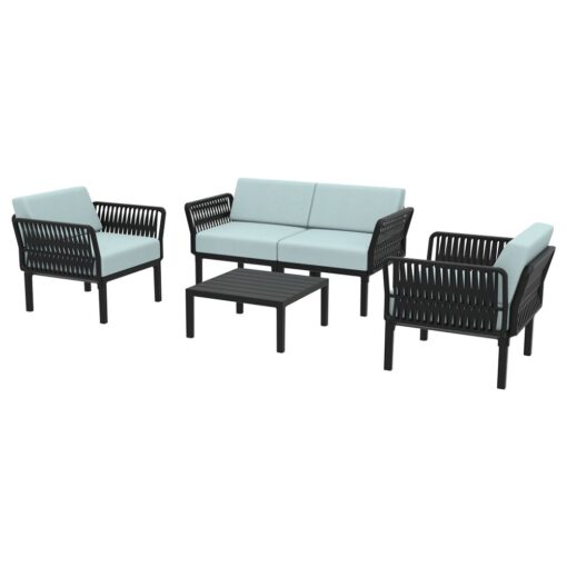 set portofino lounge polipropileno negro cojines incluidos exterior