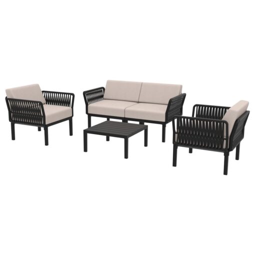 set portofino lounge polipropileno negro cojines incluidos exterior