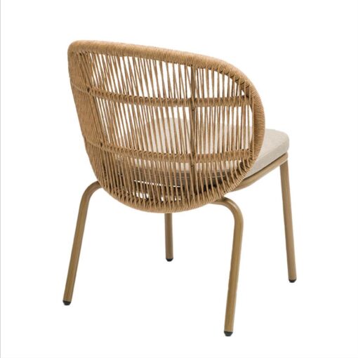 silla malibu exterior aluminio rope crema vista trasera