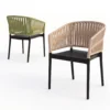Pack de 4 Sillas PORTOFINO DUO N con brazos taupe y negro – vista frontal y lateral