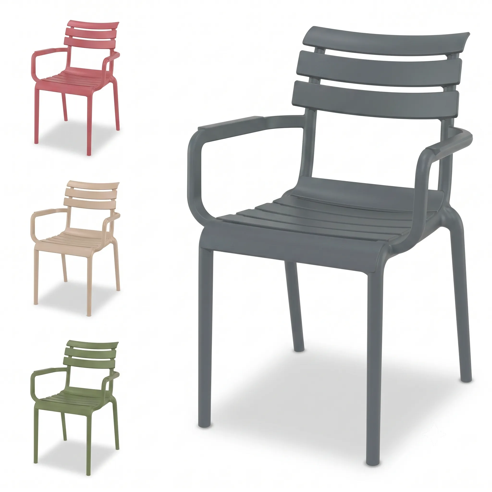 Pack 4 Sillas de Terraza con Brazos PARIS Siesta Exclusive – Apilable Estilo Bistró