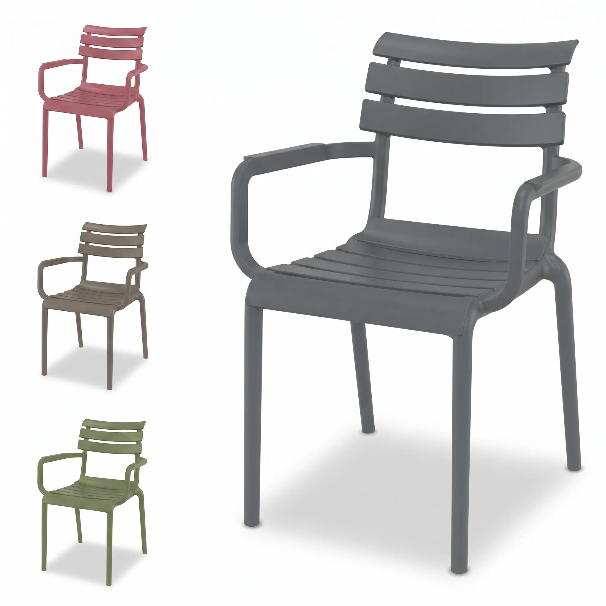 Pack 4 Sillas de Terraza con Brazos PARIS Siesta Exclusive – Apilable Estilo Bistró