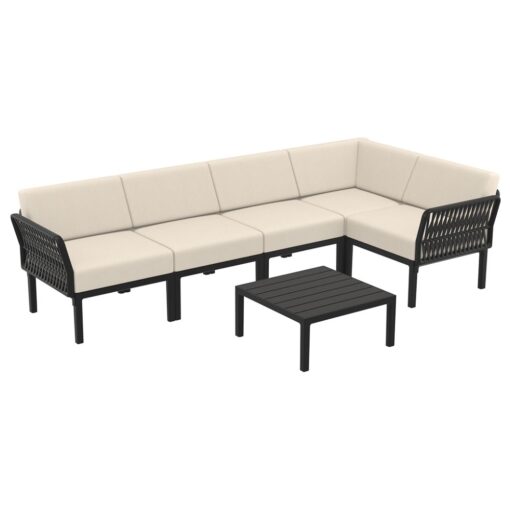 set portofino lounge esquinero polipropileno negro cojines incluidos exterior