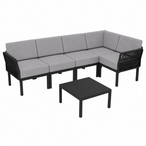 set portofino lounge esquinero polipropileno negro cojines incluidos exterior