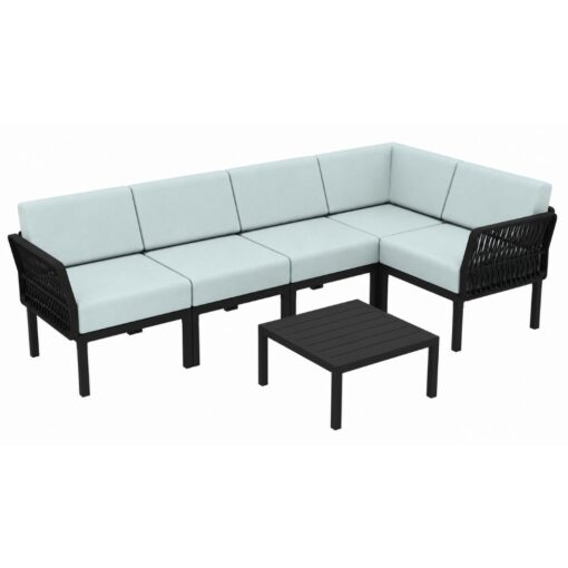 set portofino lounge esquinero polipropileno negro cojines incluidos exterior