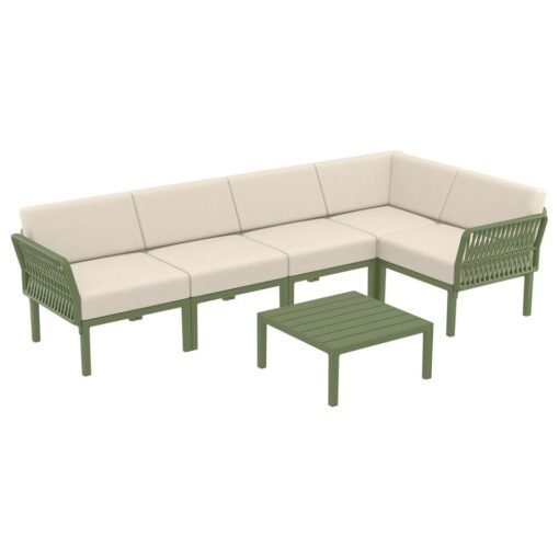 set portofino lounge esquinero polipropileno verde cojines incluidos exterior