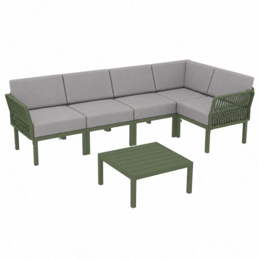 set portofino lounge esquinero polipropileno verde cojines incluidos exterior