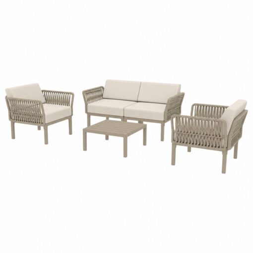set portofino lounge polipropileno taupe cojines incluidos exterior