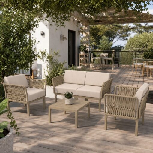 set portofino lounge polipropileno taupe cojines incluidos exterior