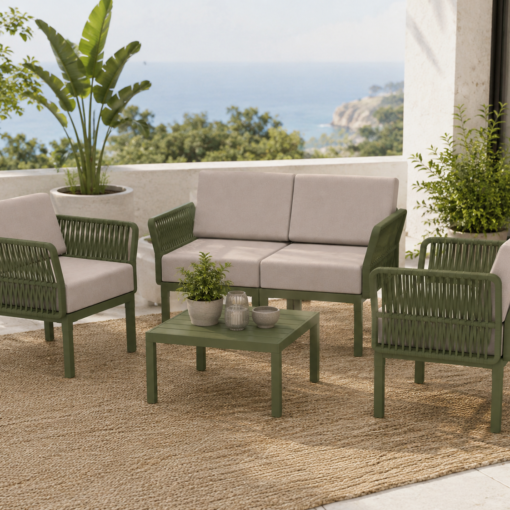 set portofino lounge polipropileno verde cojines incluidos exterior