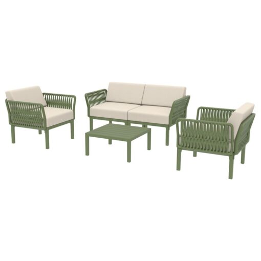 set portofino lounge polipropileno verde cojines incluidos exterior