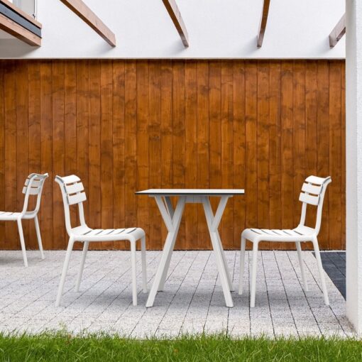mesa de terraza max con tablero hpl cuadrada 70x70 cm para interior y exterior