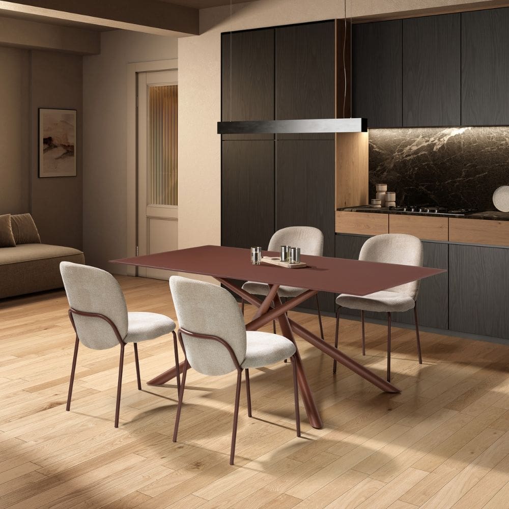 silla daia sin brazos tapizada y metal para interior