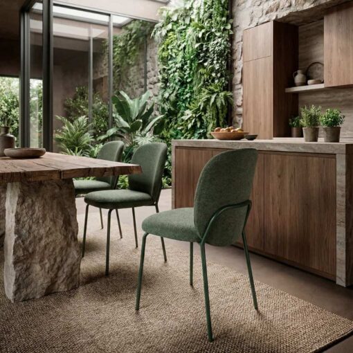 silla daia sin brazos tapizada y metal para interior