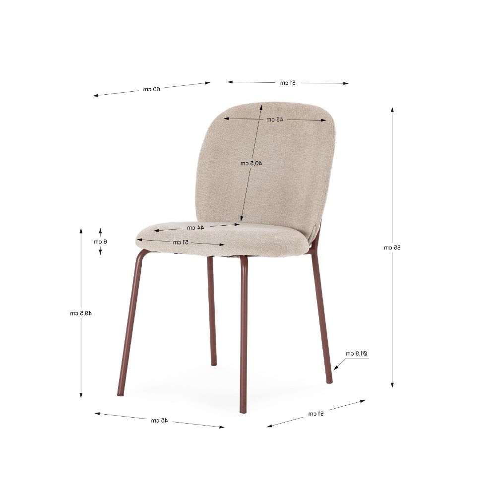 silla daia sin brazos tapizada y metal para interior