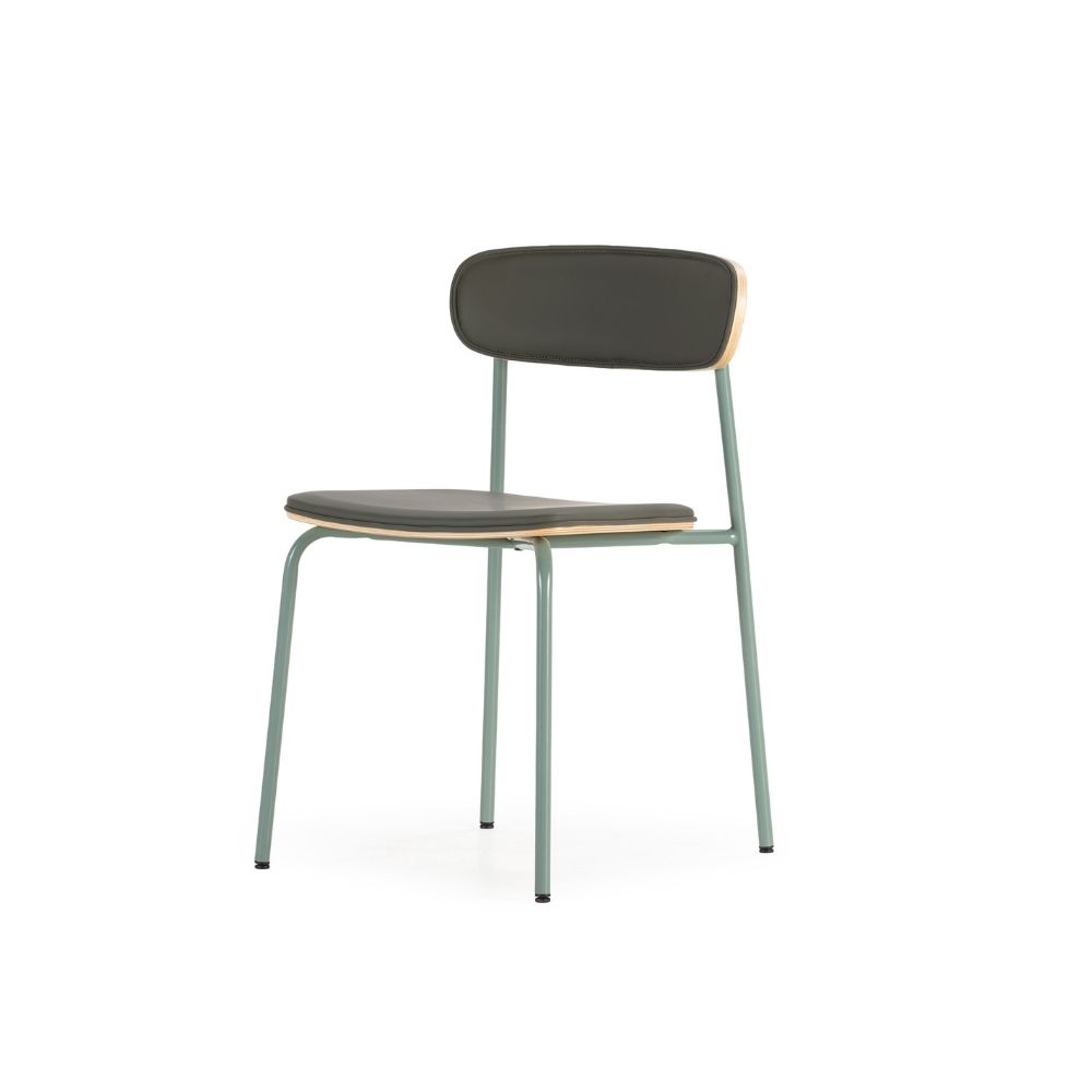 silla saula tapizada patas metal interior