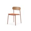 silla sin brazos adriana estructura de metal asiento tapizado y respaldo de madera para uso interior