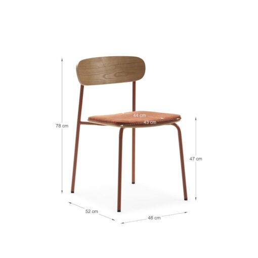 silla sin brazos adriana estructura de metal asiento tapizado y respaldo de madera para uso interior